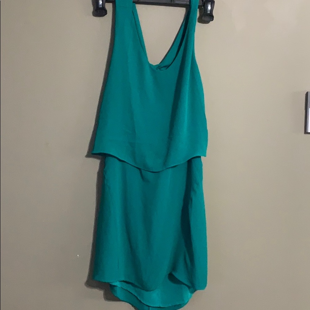 Green open back dress